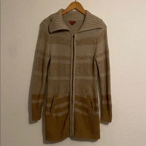 Brown/tan ombré striped zip up cardigan M